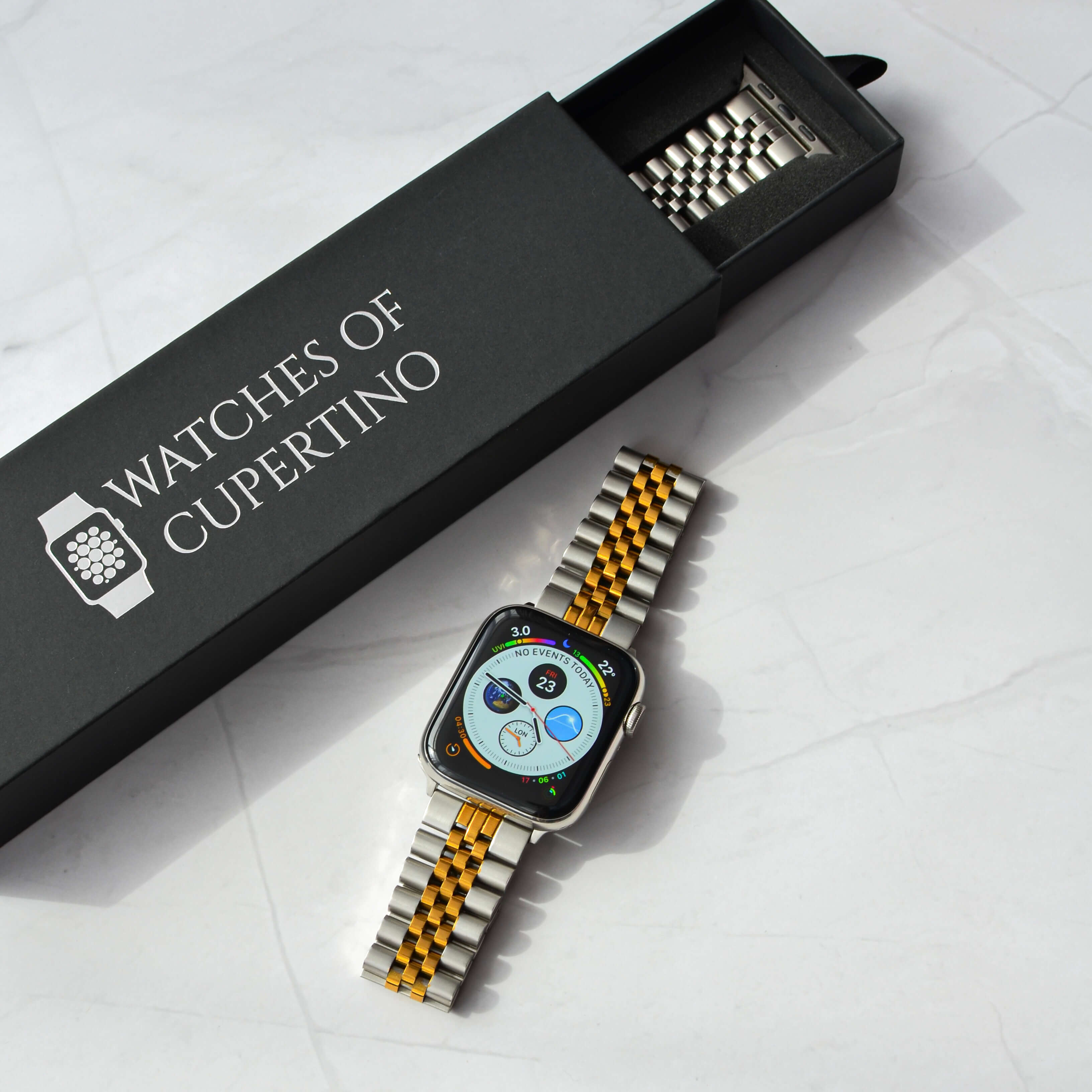 Stainless steel apple watch strap #Color_Silver Gold