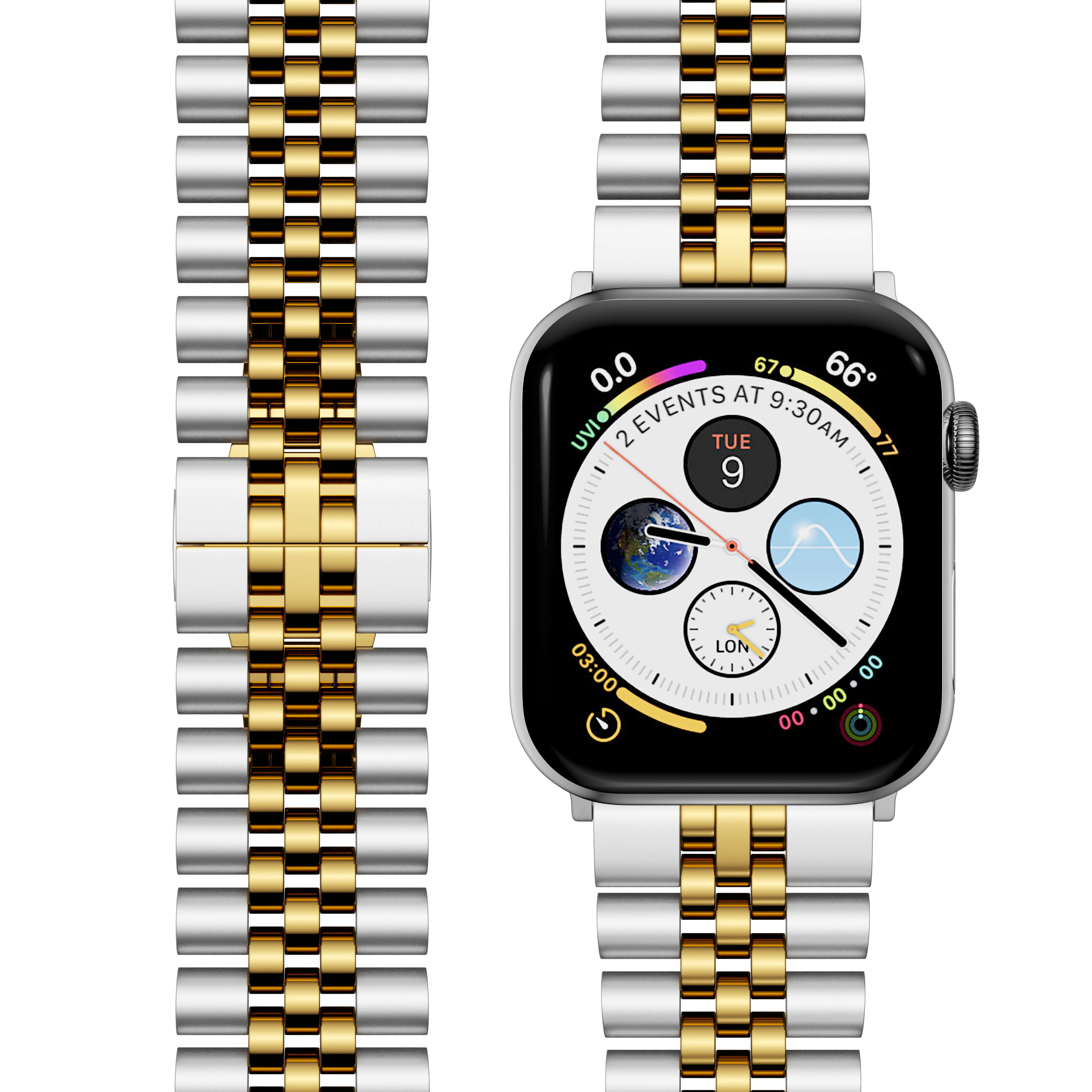 Silver gold Apple watch strap #Color_Silver Gold