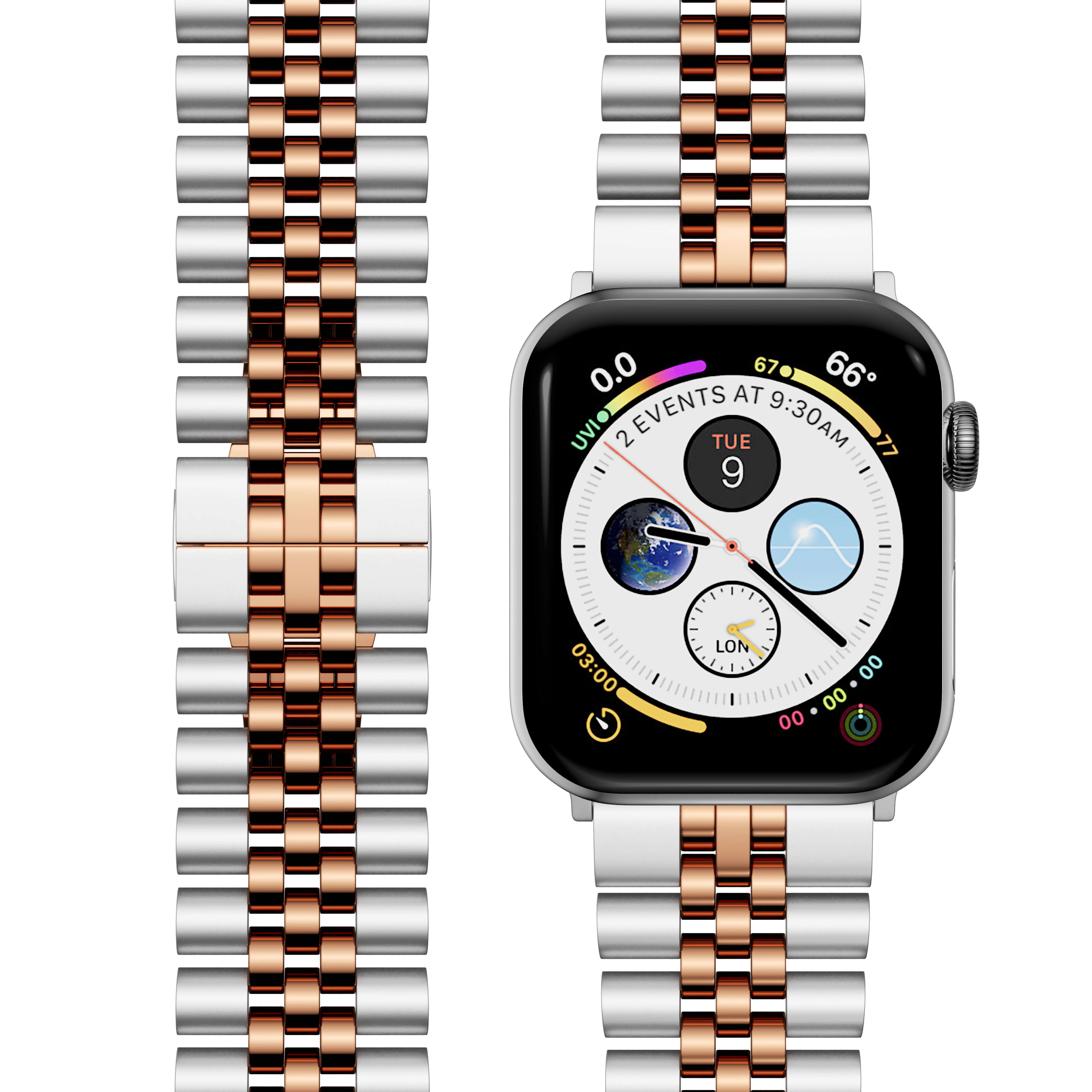 Silver Rose Gold Apple watch strap #Color_Silver Rose Gold